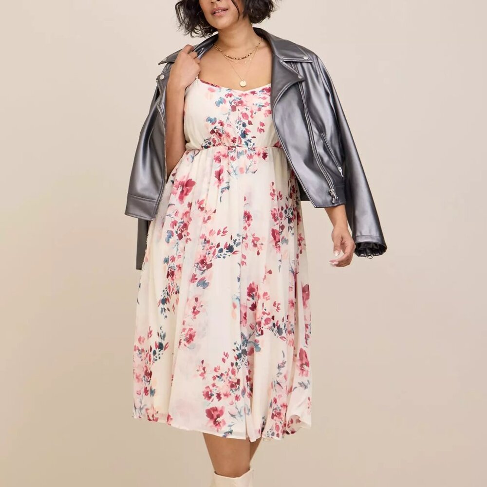 Torrid Midi Chiffon Pleated Dress